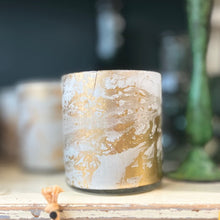 Load image into Gallery viewer, Christmas Georgie Glass White and Gold Marbled Bauble or Tea Light Holder