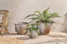 Load image into Gallery viewer, Abari Aged Zinc Tapered Planter