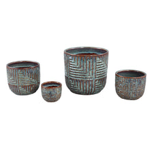 Load image into Gallery viewer, Norex Blue glazed ceramic pot with stripes