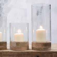 Load image into Gallery viewer, Mango Wood Hurricane Lamp - MEDIUM