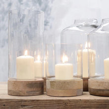 Load image into Gallery viewer, Mango Wood Hurricane Lamp - MEDIUM