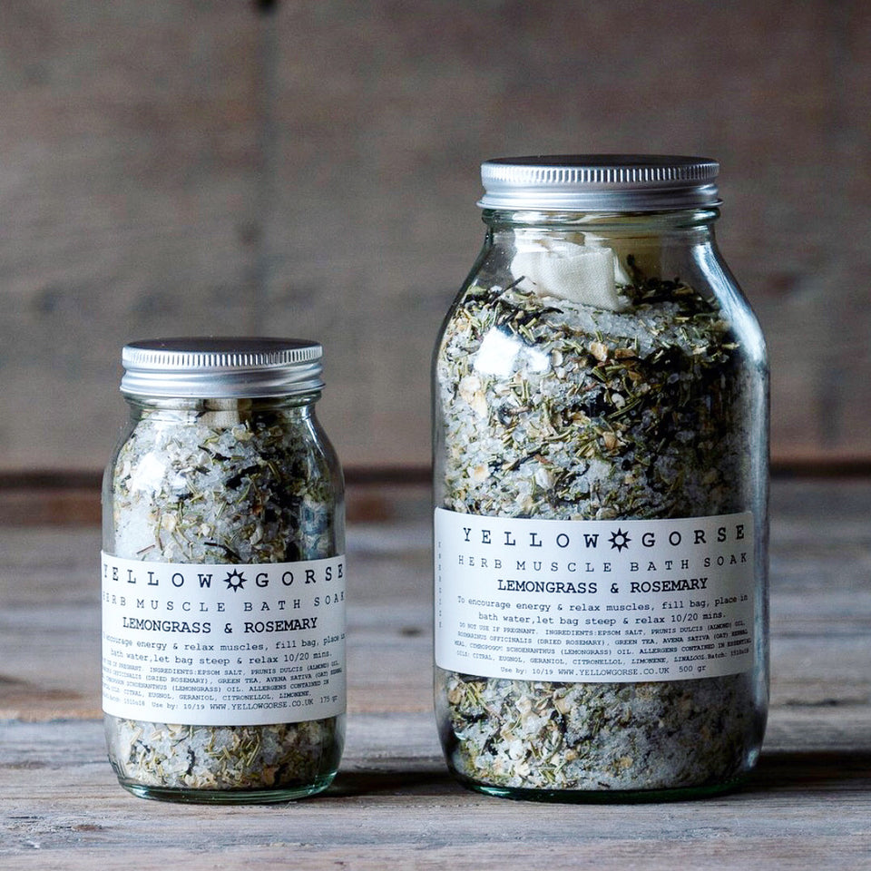 Two glass jars with bath salts from little eco shop online