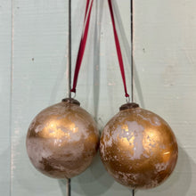Load image into Gallery viewer, Christmas Georgie Glass White and Gold Marbled Bauble or Tea Light Holder
