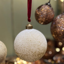 Load image into Gallery viewer, Christmas Kara-Lynn Bauble - Cream Glass with Matt Gold Finish
