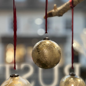 Christmas Eveka Oxidised Glass Bauble Diamond Pattern