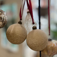 Load image into Gallery viewer, Christmas Kara-Lynn Bauble - Cream Glass with Matt Gold Finish
