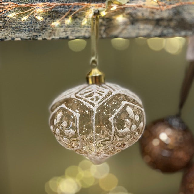 Christmas Sissi Clear Glass Bauble with Silver Glitter