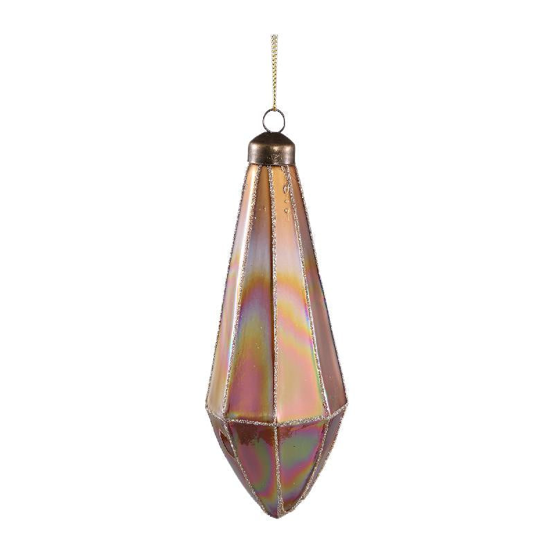 Xmas Harrod Gold glass ornament pendant with beads