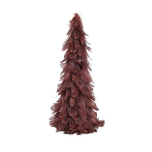 Xmas Folksy burgundy feather deco tree