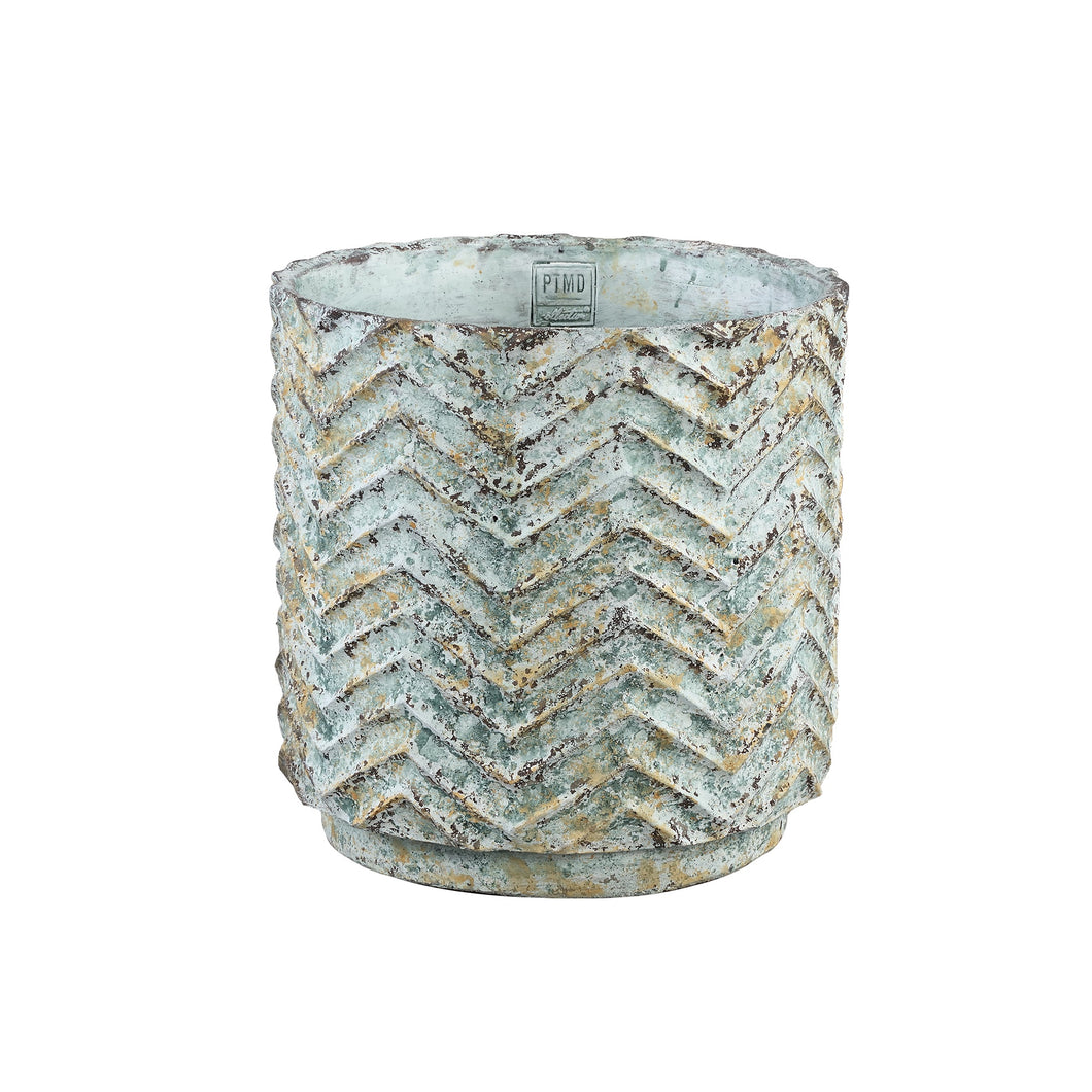 Baby Blue Cement Pot in Wave - L