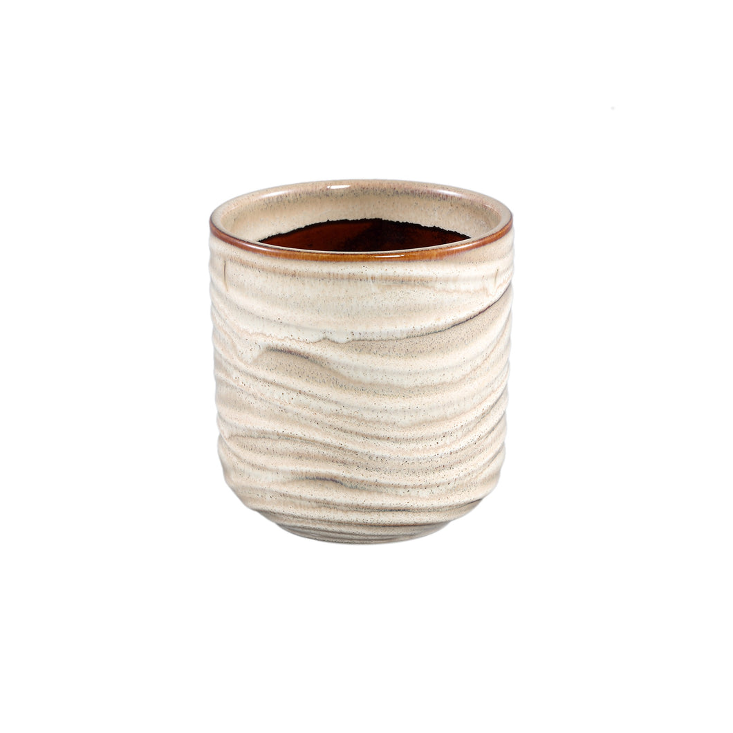 Maybelin Cream Ceramic Pot Wavy Pattern