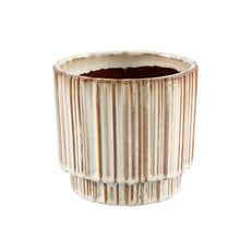 Load image into Gallery viewer, Zadix Cream glazed ceramic  pot with stripes
