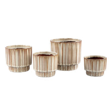 Load image into Gallery viewer, Zadix Cream glazed ceramic  pot with stripes
