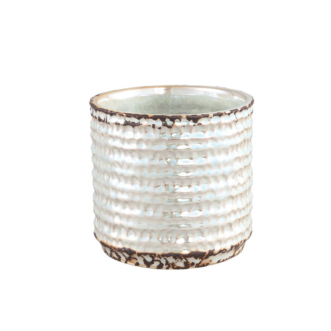 Davita White glazed ceramic  pot with dots