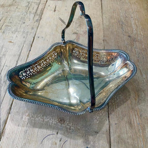 Diamond Shaped EPNS Silver Dish with Long Foldable Handle