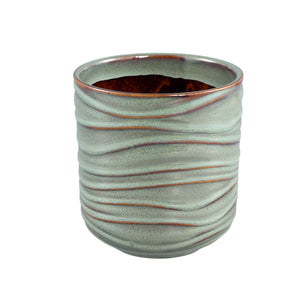 Maybelin Green Ceramic Pot  Wavy Pattern
