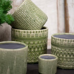 Arbaro Glazed Ceramic Art deco Plant Pot - L