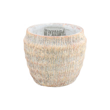 Load image into Gallery viewer, Sary Cream cement pot minimal stripe rib round
