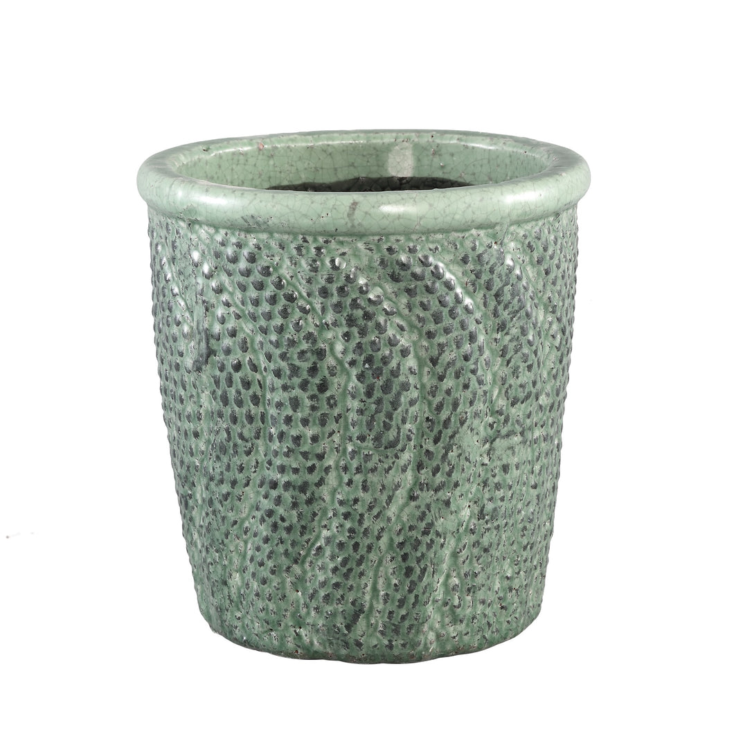 Scale Green ceramic pot - L