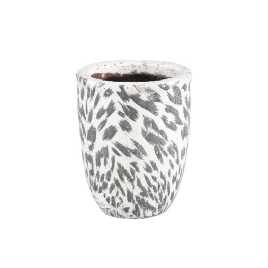 Pantera White Glazed Ceramic Pot - s