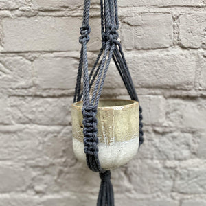 Recycled Cotton Macrame Plant Hanger - Charcoal