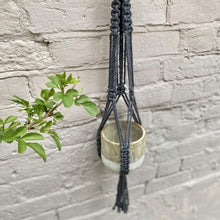 Load image into Gallery viewer, Recycled Cotton Macrame Plant Hanger - Charcoal
