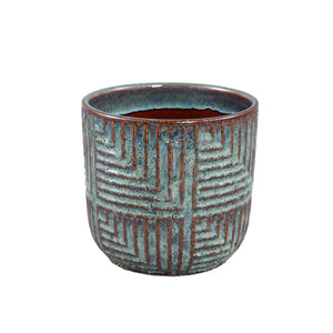 Norex Blue glazed ceramic  pot with stripes