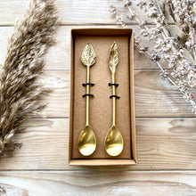 Load image into Gallery viewer, Leaf Brass Spoons (set of 2x)
